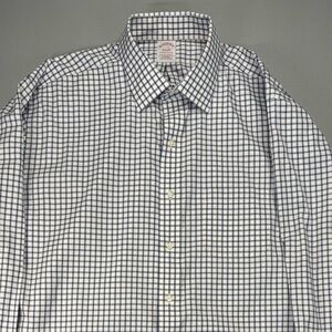 Brooks Brothers Supima Cotton Dress Shirt Mens 17 35 Blue Checker